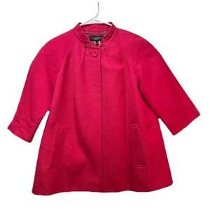 Talbots Women's  Cape Jacket Size 6 Punch Pink 3/4 Sleeve Collared 1-Button